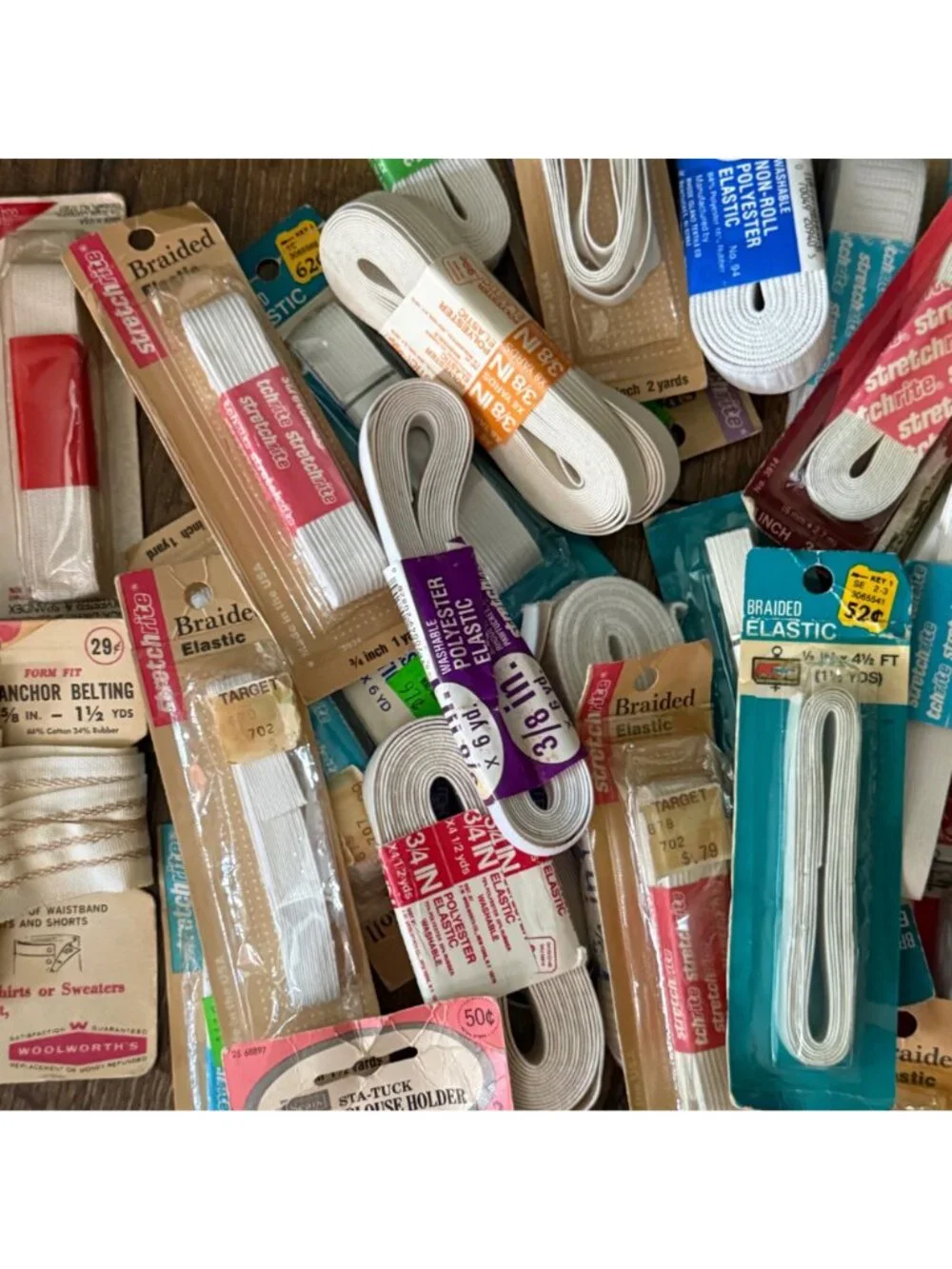 Vintage Sewing Craft Lot NIP Elastic Assorted Sizes & Brands 45 Pc.